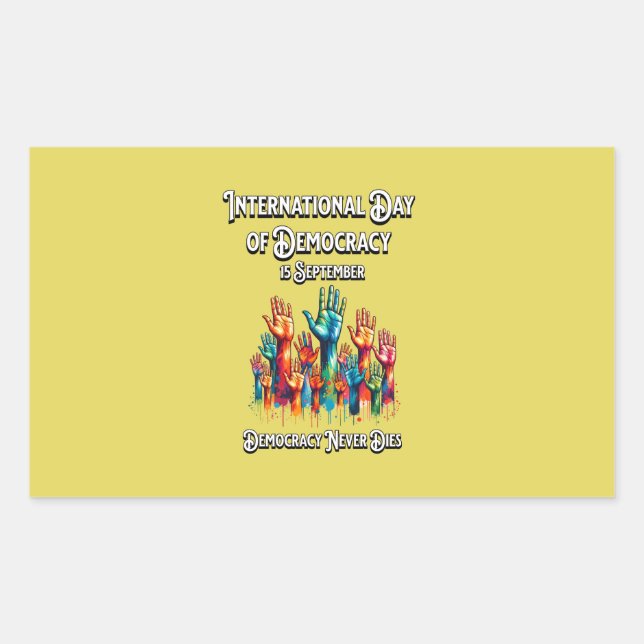 Adesivo Retangular Dia Internacional da Democracia. (Frente)