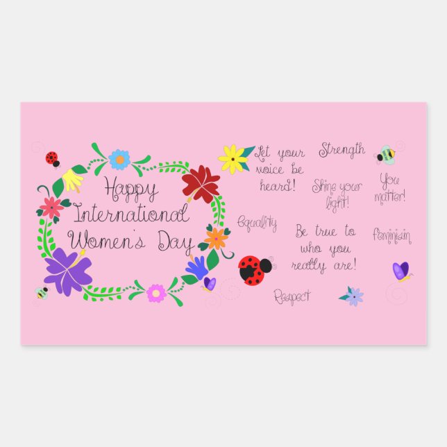 Adesivo Retangular Dia Internacional da Mulher 2021 (Frente)