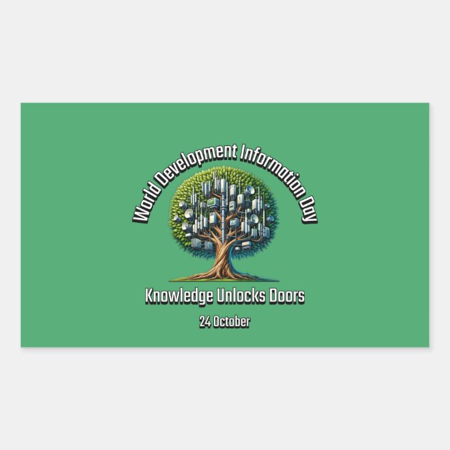 Adesivo Retangular Dia Mundial da Informação sobre o Desenvolvimento. (Frente)