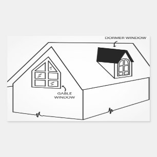 Adesivo Retangular Diagrama da janela do dormer e de frontão