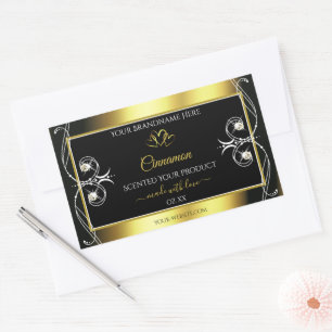 Adesivo Retangular Diamantes glamourosos Rótulos de Produto Dourado d