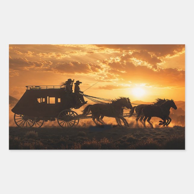 Adesivo Retangular Diligência Country Western Shotgun (Frente)