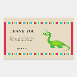 Adesivo Retangular Dinossauro Pré-Histórico Obrigado