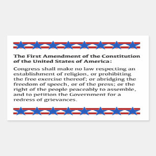 Adesivo Retangular Direitos da Primeira Emenda