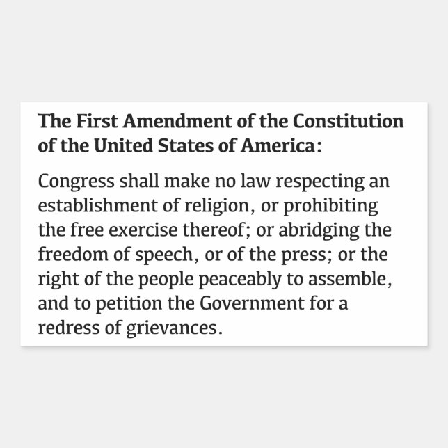 Adesivo Retangular Direitos de primeira alteração (Frente)