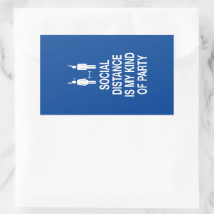 Adesivo Retangular Distância social é o meu tipo de partido