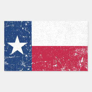 Adesivo Retangular Distante Grunge Texas Flag