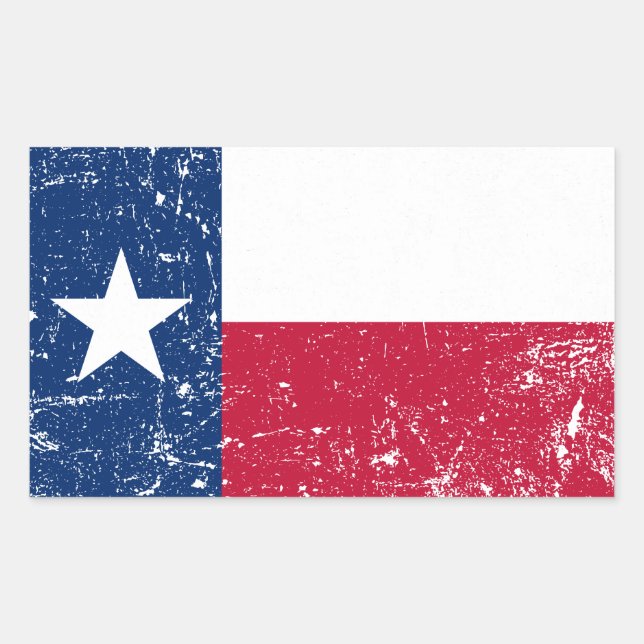 Adesivo Retangular Distante Grunge Texas Flag (Frente)