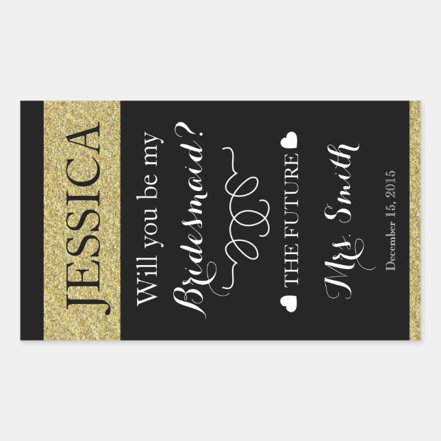 Adesivo Retangular dístico de garrafa de vinho de casamento personali (Frente)