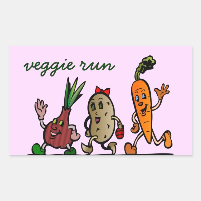 Adesivo Retangular diversão vegetariana (Frente)