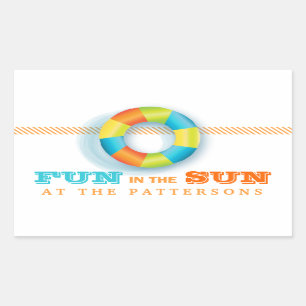 Adesivo Retangular Divertimento do verão da festa na piscina na