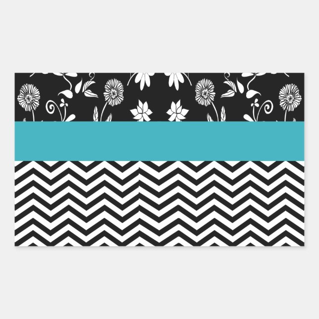 Adesivo Retangular divisa floral azul (Frente)