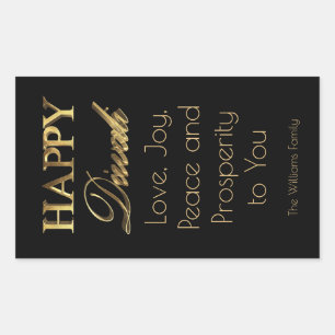Adesivo Retangular Diwali Elegant Black and Dourado Look Typografia