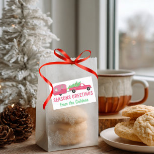 Adesivo Retangular Doce Feriado Rosa, Presente de Natal do Camper RV 