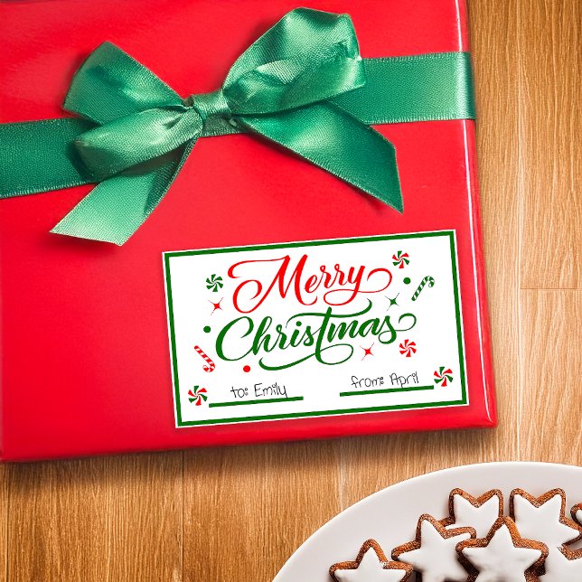 Adesivo Retangular Doces de hortelã-pimenta de Natal (Criador carregado)