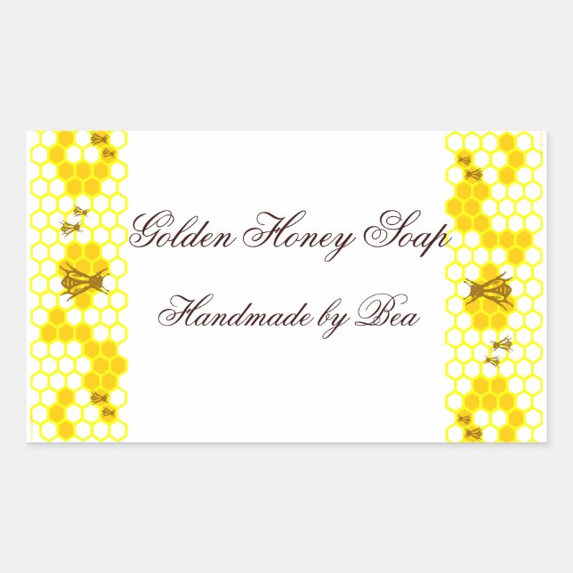 Adesivo Retangular Doces personalizados de arte de abelhas do mel (Frente)