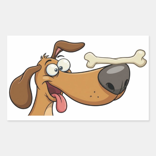 Adesivo Retangular  Dog Balancing Bone Cartoon (Frente)