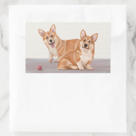Adesivo Retangular Dois Corgis Cute