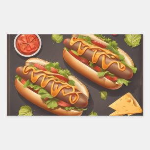 Adesivo Retangular Dois hotdog