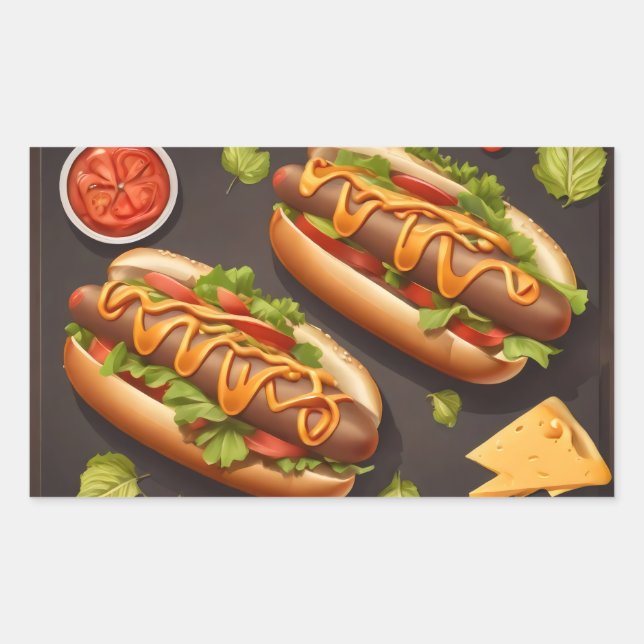 Adesivo Retangular Dois hotdog (Frente)