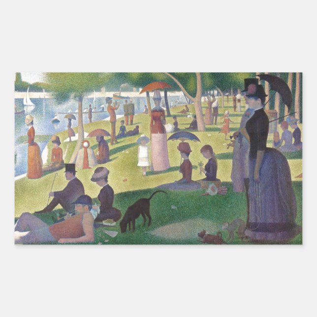 Adesivo Retangular Domingo na pintura de La Grande Jatte Seurat (Frente)