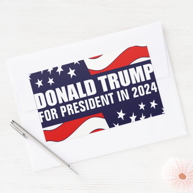 Adesivo Retangular Donald Trump 2024 (Envelope)