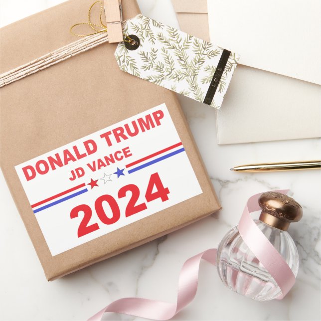 Adesivo Retangular Donald Trump JD Vance 2024 (Presentear)