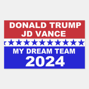 Adesivo Retangular Donald Trump JD Vance 2024