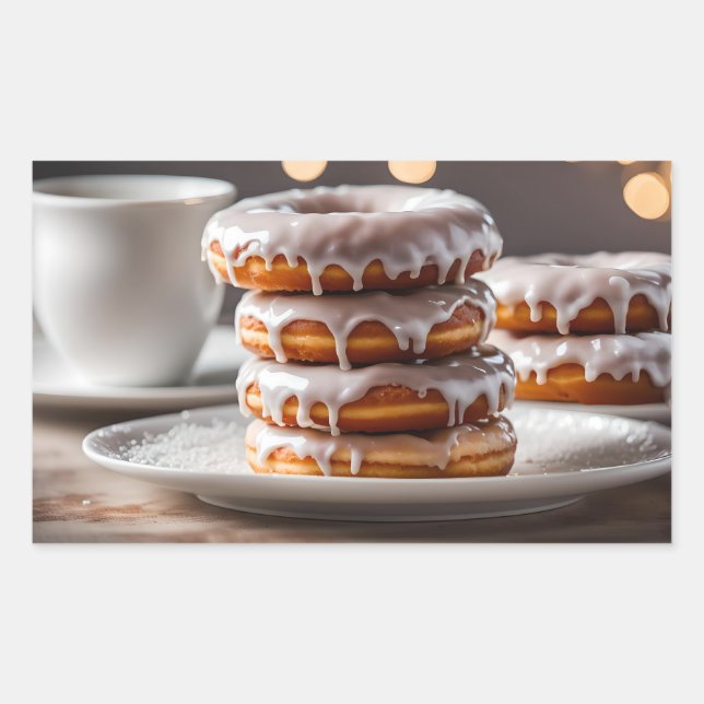 Adesivo Retangular Donuts Glaceados de Baunilha (Frente)