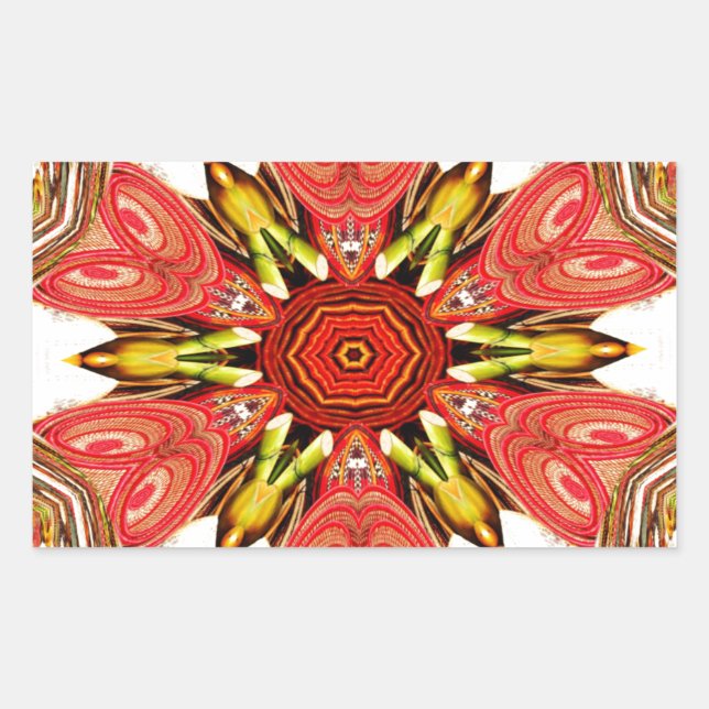 Adesivo Retangular Doodle Floral Art Impressão (Frente)