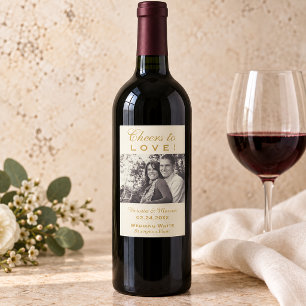 Adesivo Retangular Dourada alegria para amar a garrafa de vinho fotog