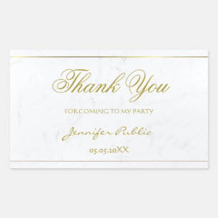 Adesivo Retangular Dourada Manuscrito Obrigado Texto Marble Modelo