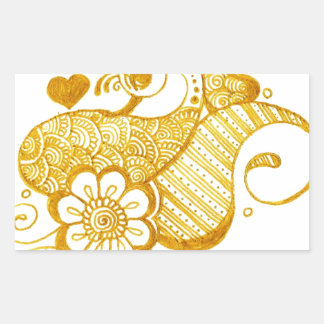 Adesivo Retangular Dourada Mehndi henna art