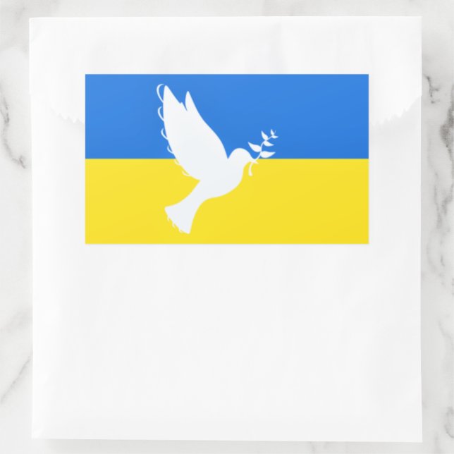 Adesivo Retangular Dove of Peace Support Ucranianos Stickers - Liberd (Bolsa)