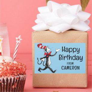 Adesivo Retangular Dr. Seuss Gato do logotipo Vintage Hat