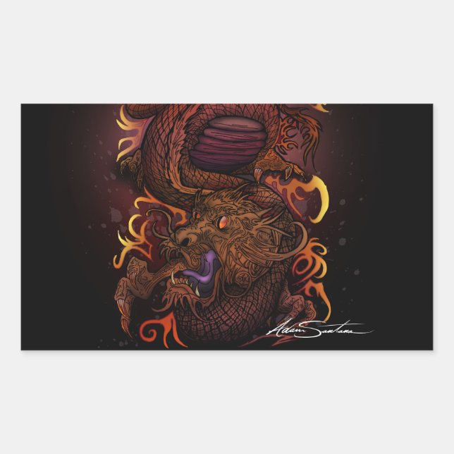 Adesivo Retangular Dragão (Design de assinatura) (Frente)