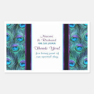 Adesivo Retangular Drama da pena do pavão - obrigado selar -