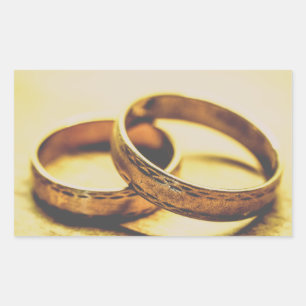 ADESIVO RETANGULAR DUAS BANDAS DOURADAS DE CASAMENTO