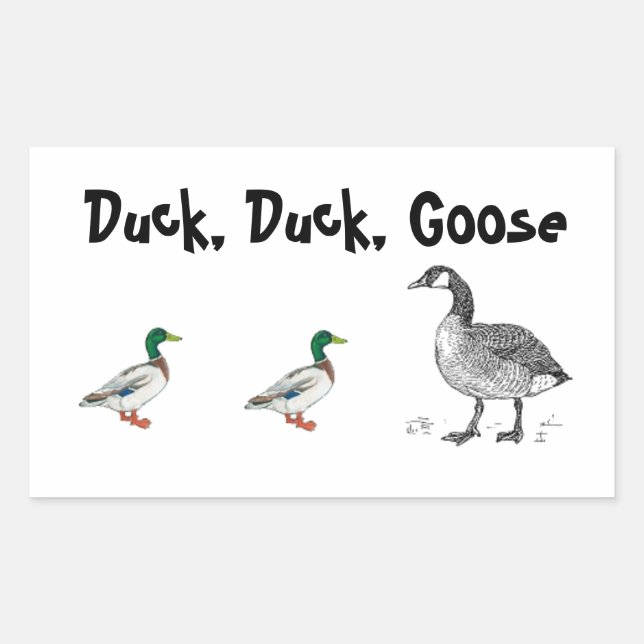 Adesivo Retangular Duck Duck Goose Crianças Engraçadas Jogo Cartograf (Frente)