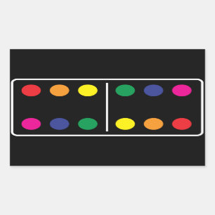 Adesivo Retangular Duplo Rainbow Domino Sticker