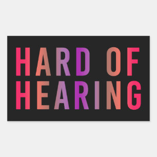 Adesivo Retangular Duro de audição, perda de audição, surdo