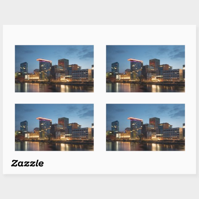 Adesivo Retangular Dusseldorf Alemanha (Folha)