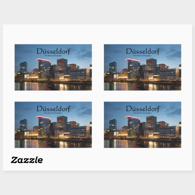 Adesivo Retangular Dusseldorf Alemanha (Folha)