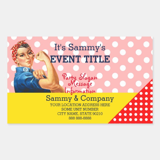 Adesivo Retangular É o seu suprimento personalizado do Rosie Party (Frente)