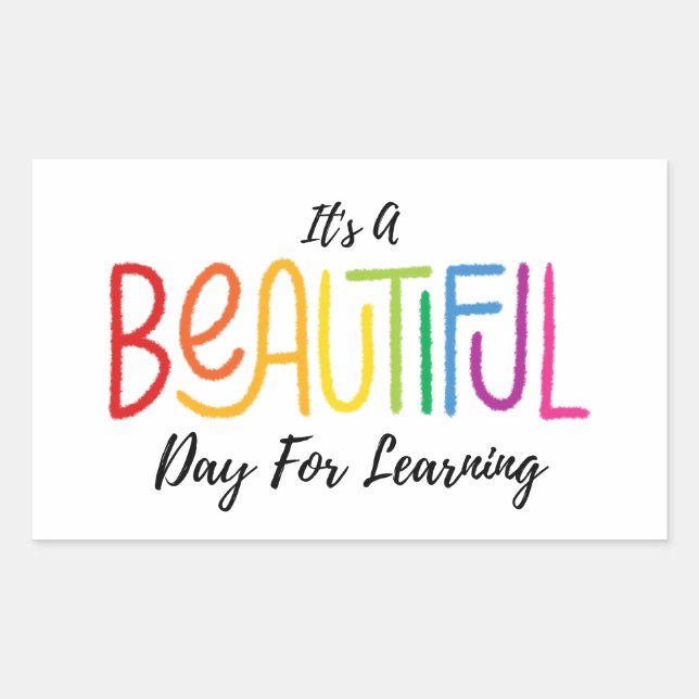 Adesivo Retangular É um belo dia para aprender, de volta à escola (Frente)