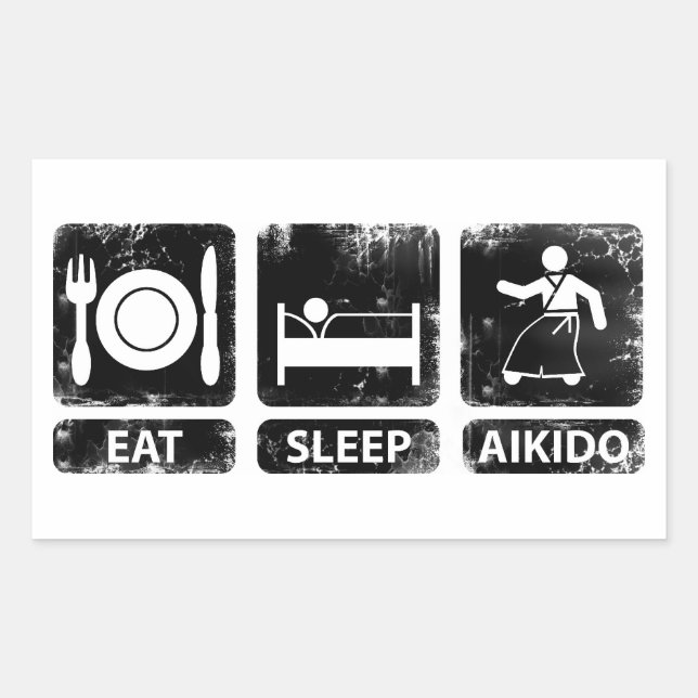 Adesivo Retangular Eat Sleep Aikido (Frente)