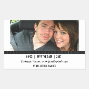 Adesivo Retangular Ebony Modern Photo Save the Date Stickers