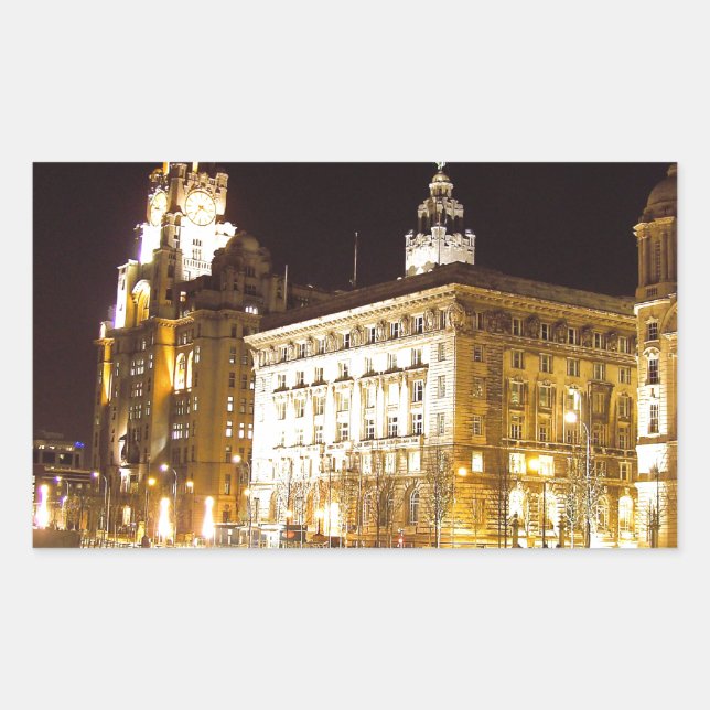 Adesivo Retangular Edifício e Canal de Fígado, Liverpool, Reino Unido (Frente)