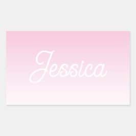 Adesivo Retangular (Editable) Light Pink Color Ombre & Your Text
