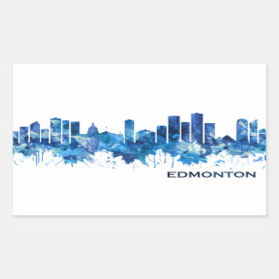 Adesivo Retangular Edmonton Canada Skyline Blue